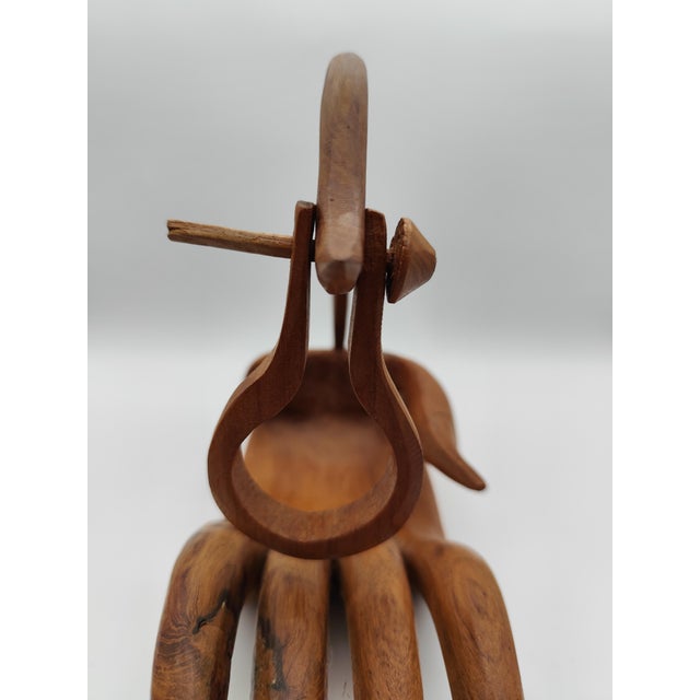 1970s Sculptural Hand-Carved Wooden Wine Bottle Holder, 1950s For Sale - Image 5 of 9
