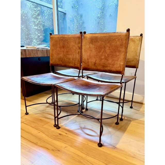 Custom made in Mexico, handcrafted wrought iron rebar with saddle leather seat and back Materials and Techniques:...