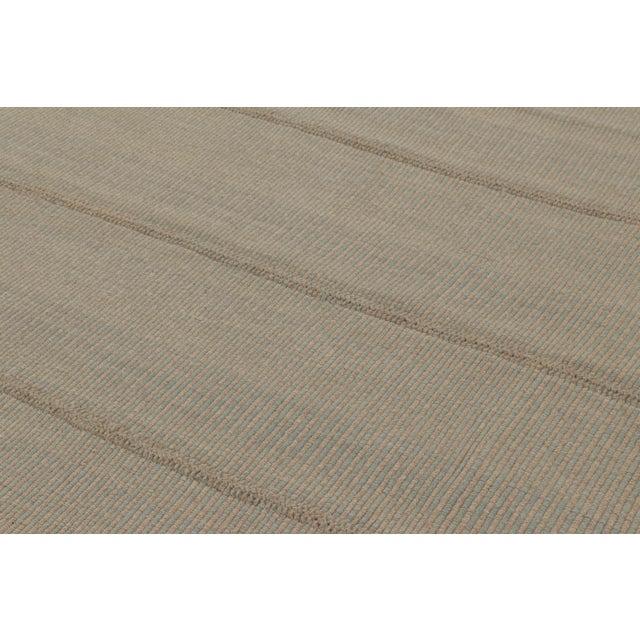Textile Rug & Kilim’s Contemporary Kilim With Tonal Brown and Ice Blue Stripes For Sale - Image 7 of 9