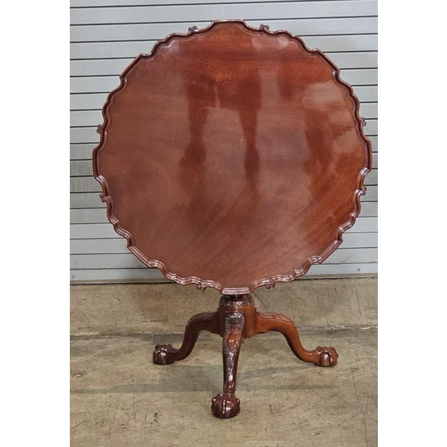 Wood Kindel Winterthur Collection Philadelphia Carved Mahogany Tilt Top Pie Table For Sale - Image 7 of 13
