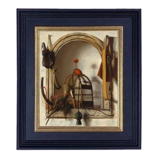 "Niche with Falconry" After Christoffel Pierson Contemporary Reproduction Print on Canvas, Black Frame, 8 x 10 For Sale