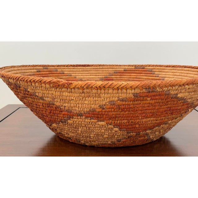 Wood Large American Western Basket Vintage Woven Reed 1950s For Sale - Image 7 of 12