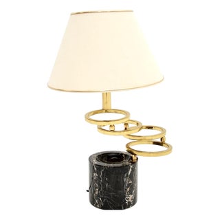 Vintage Italian Marble and Brass Table Lamp by Banci Firenze, 1970s For Sale