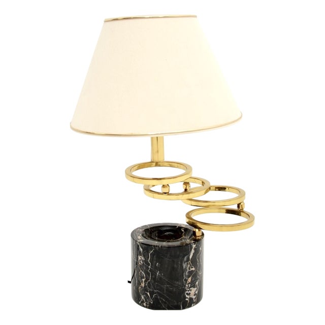 Vintage Italian Marble and Brass Table Lamp by Banci Firenze, 1970s For Sale