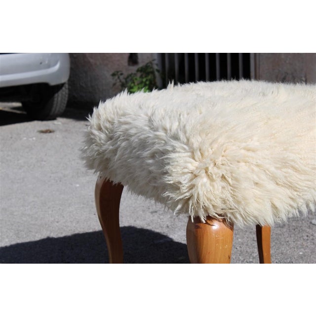 Brown Stools in Walnut and Sheep's Wool, 1970, Set of 2 For Sale - Image 8 of 13