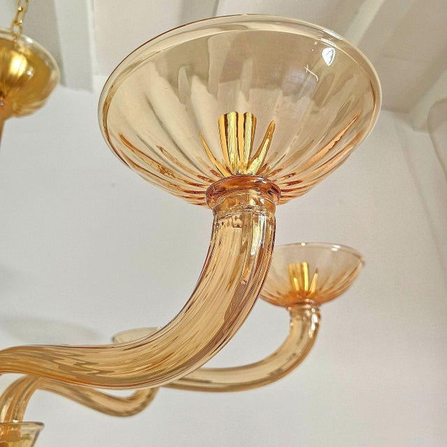 Amber 1980s Amber-Brown Neoclassical Murano Chandelier For Sale - Image 8 of 9
