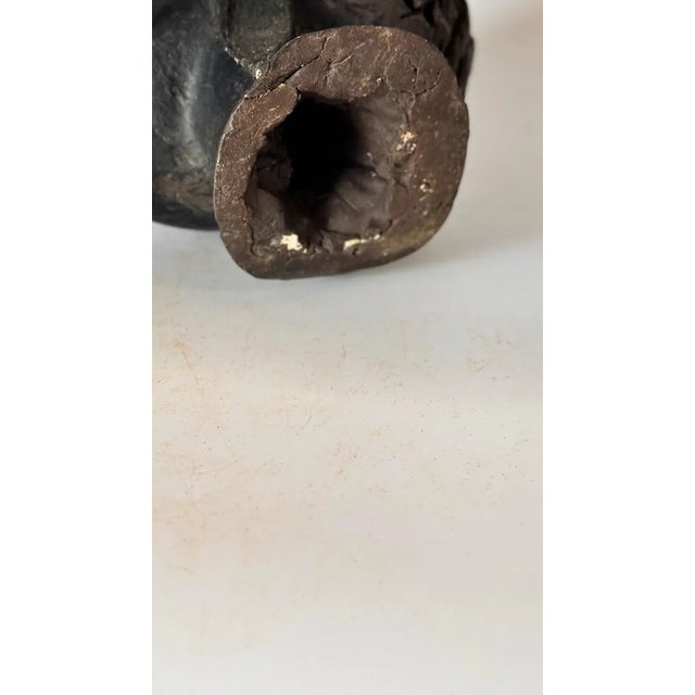 Art Deco Terracotta Sculpture in Black Color Woman Head, France, 1940s For Sale - Image 4 of 9