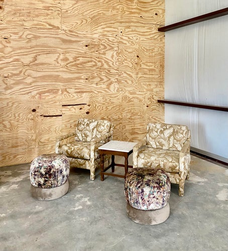 Adrian Pearsall-Style Swivel Pouf Ottomans, a Pair