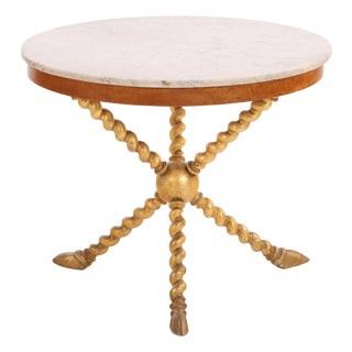 Italian Mid-Century Giltwood & Marble Center Table For Sale