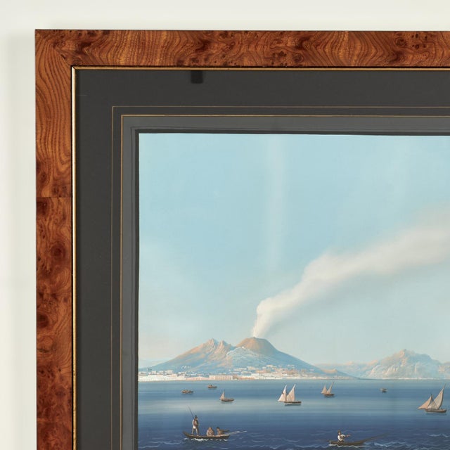 Pair of Italian Bayscape Gouache Paintings With Mt.Vesuvius For Sale - Image 11 of 18