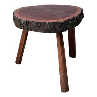 Vintage Wood Slab Side Table For Sale