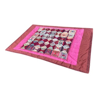 Antique Victorian Patchwork Log Cabin Quilt For Sale