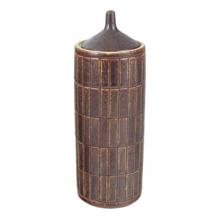 Large Lidded Vase with Geometric Relief Pattern from Palshus, Denmark, 1970s For Sale