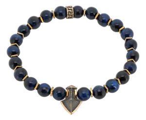 Blue Tiger's Eye Stone Arrow Charm Beaded Bracelet