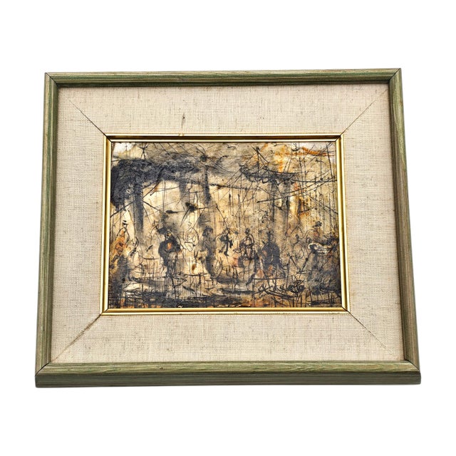 Vintage Pasquale Cucaro Oil on Board California Modernist Figurative Painting (12") For Sale - Image 12 of 12