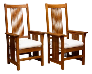 Pair Stickley Model 376 Mission Armchairs