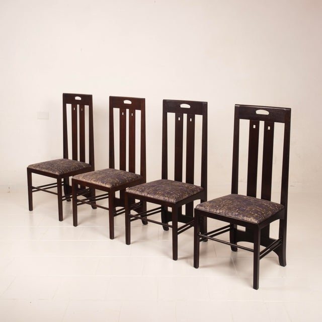 Brown Ash Wood Ingram Low Chairs by Charles Rennie Mackintosh for Cassina, 1980, Set of 4 For Sale - Image 8 of 18