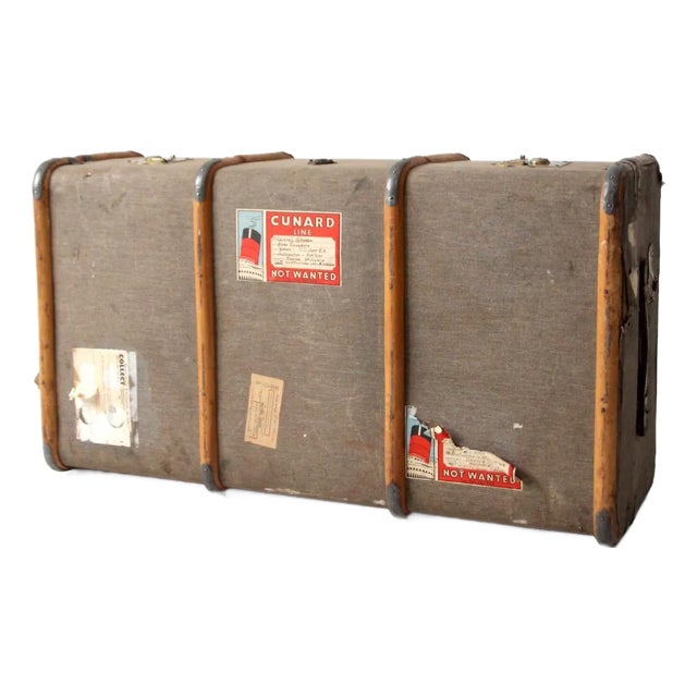 Vintage 1950s Cunard Line Steamer Trunk For Sale