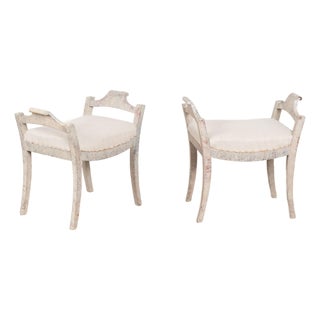 Pair, 20th Century Swedish Gustavian Style Tabouret Stools For Sale