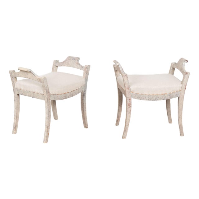 Pair, 20th Century Swedish Gustavian Style Tabouret Stools For Sale