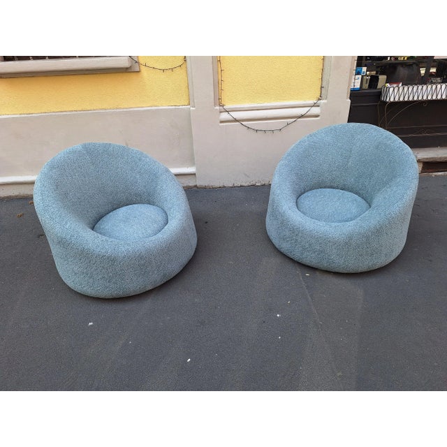 Set of Vintage Tub Chairs in Light Blue Bouclé Fabric, 2000s, in Very Good conditions. Designed from 2000