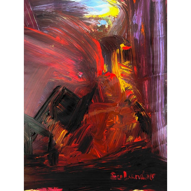 Original abstract painting “The Storm” by Erik Sulander, acrylic on Paper. Signed, Unframed