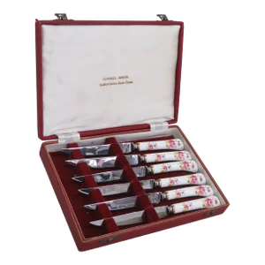 Gimbel Staffordshire Sheffield England Bone China Handles Set of 6 Knives 4220b