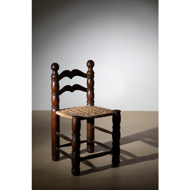 Woven Straw Dining Chairs in the style of Charles Dudouyt, France, 1940s, Set of 4 For Sale - Image 4 of 11