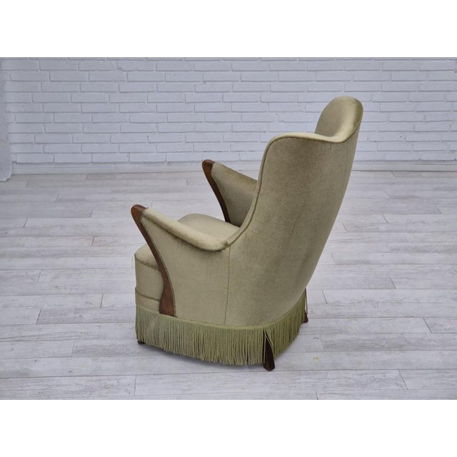 Scandinavian Armchair in Velour with Beech Wood Legs, 1960s For Sale - Image 10 of 18