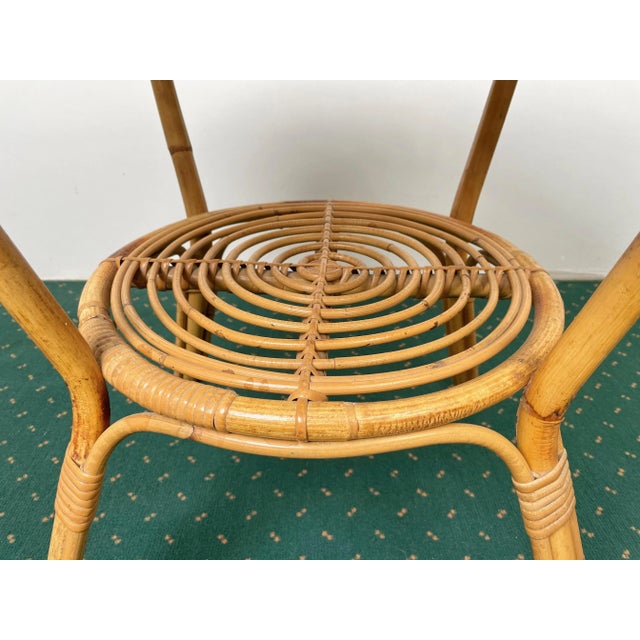 Mid-Century Round Rattan & Bamboo Coffee Table, Italy, 1960s For Sale - Image 12 of 13