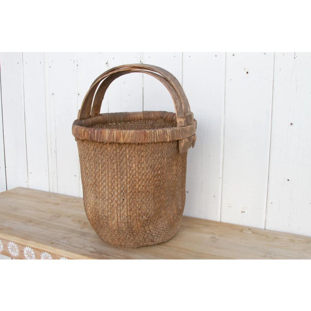 Antique Reed & Bamboo Rustic Basket For Sale In Los Angeles - Image 6 of 10