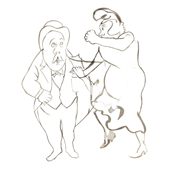 Mino Maccari, Spouses' Quarrels, Drawing on Paper, 1960s For Sale