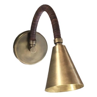 Leather Meander Wall Sconce For Sale