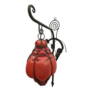 1990s Handmade Wrought Iron with blown glass Sconces For Sale