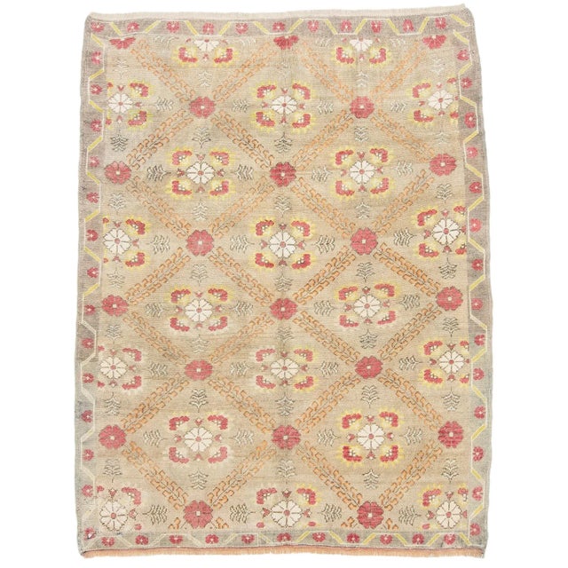 Textile 1960's Vintage Turkish Rug- 5'8" x 7'2" For Sale - Image 7 of 7