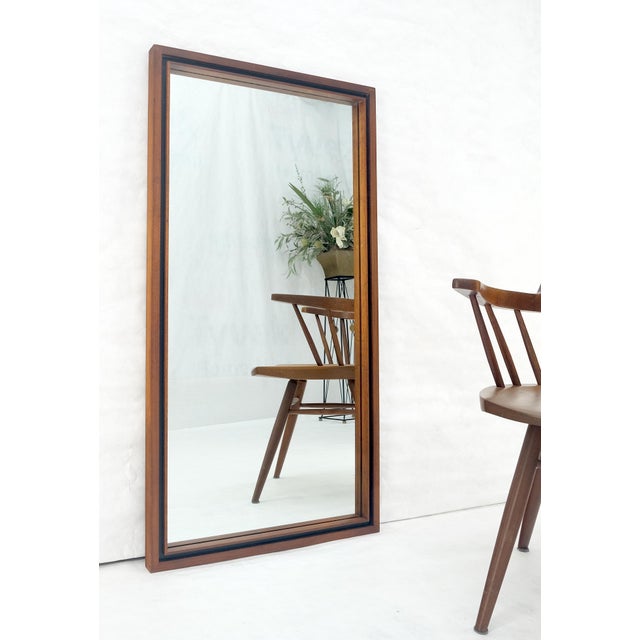 Wood Mid Century Modern c1970s Oiled Walnut 25x46 Rectangle Wall Mirror Mint For Sale - Image 7 of 8