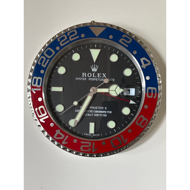 ROLEX Officially Certified Oyster Perpetual GMT Master II (Pepsi) Wall Clock. Good condition working order, glows in the...