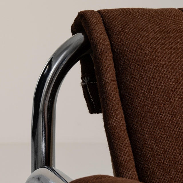 1980-1989 Czech Republic Deep Espresso Brown Pair Of Chrome-Frame Lounge Chairs For Sale - Image 9 of 11