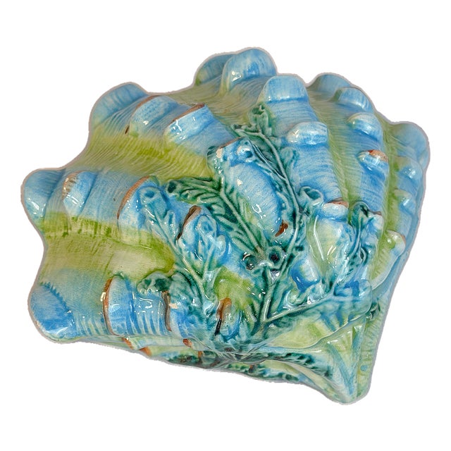 1980’s Vintage Italian Ceramic Seashell Trinket Box For Sale