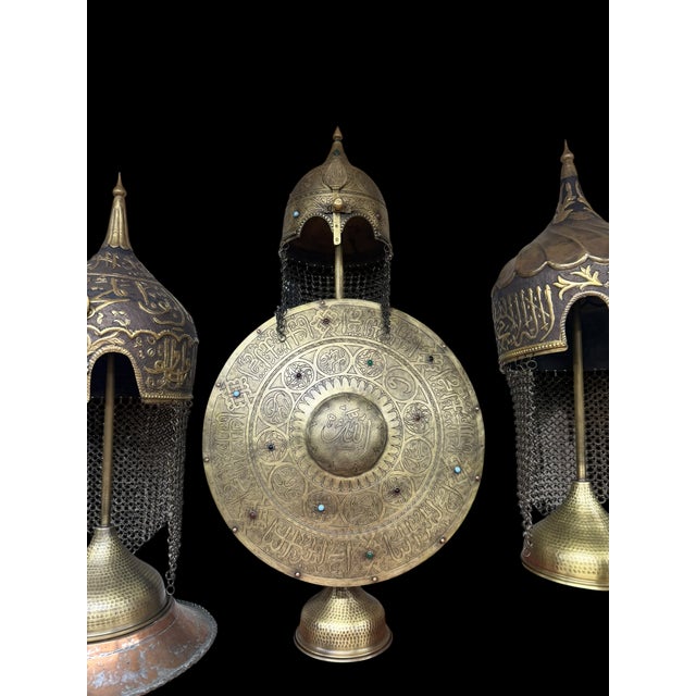 Not Yet Made - Made To Order Turkish Brass Calligraphy Helmet Shield Set For Sale - Image 5 of 18