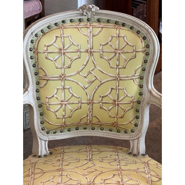 Pair of Vintage French Fauteuils With Carved Frames For Sale - Image 10 of 10