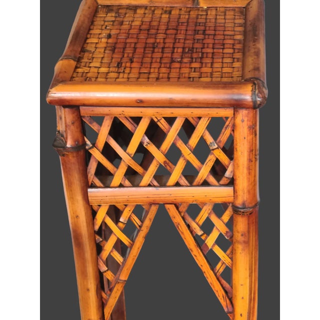 Vintage Mid 20th Century Bamboo Pedestal Plant Stand For Sale - Image 4 of 9