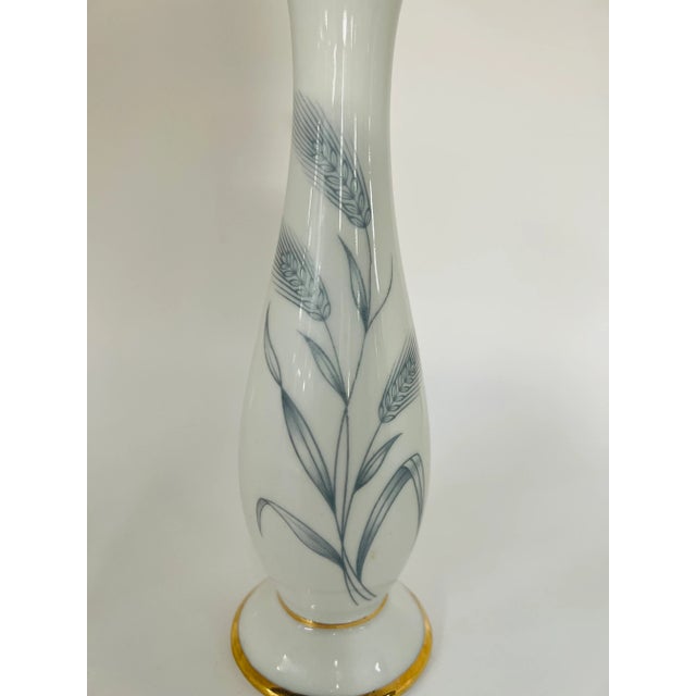 Vintage Erphila Germany Porcelaine Bud Vase . The small vase features beautiful leaves design in a Grey blue color on...