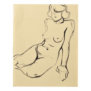 Albert Goltjakov, Nude Act, 1960s, Ink on Paper For Sale