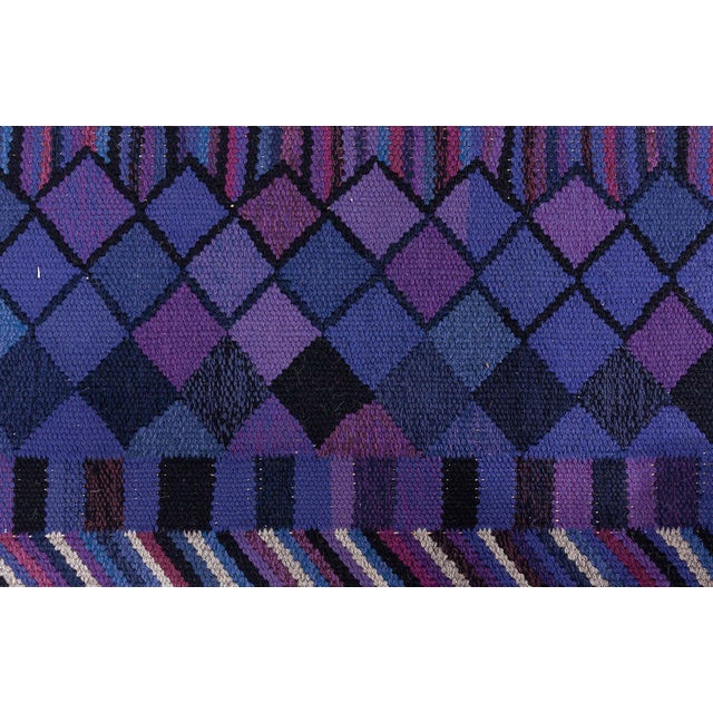Vintage Scandinavian Blue Flatweave Rug by Märta Måås-Fjetterström, AB MMF For Sale - Image 11 of 11