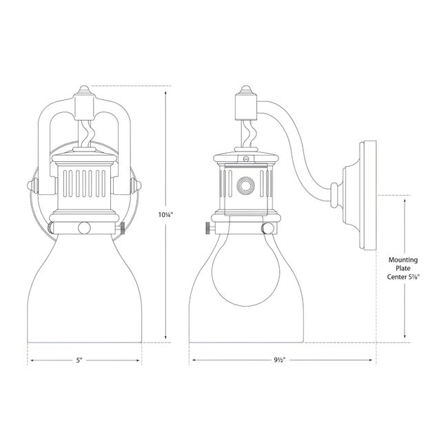Traditional Chapman & Myers for Visual Comfort Signature Yoke Suspended Sconce in Antique Nickel with Antique Nickel Shade For Sale - Image 3 of 3