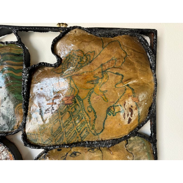 Brown 1970s Vintage Mixed Media Brutalist Wall Art Sculpture Artwork For Sale - Image 8 of 12