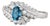0.95ctw London Blue Topaz Diamond Ring 14k White Gold Size 7.5 Engagement Spark For Sale