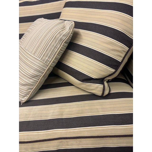 Contemporary Custom Striped Upholstered Sofa Attributed to Burton James For Sale - Image 3 of 4