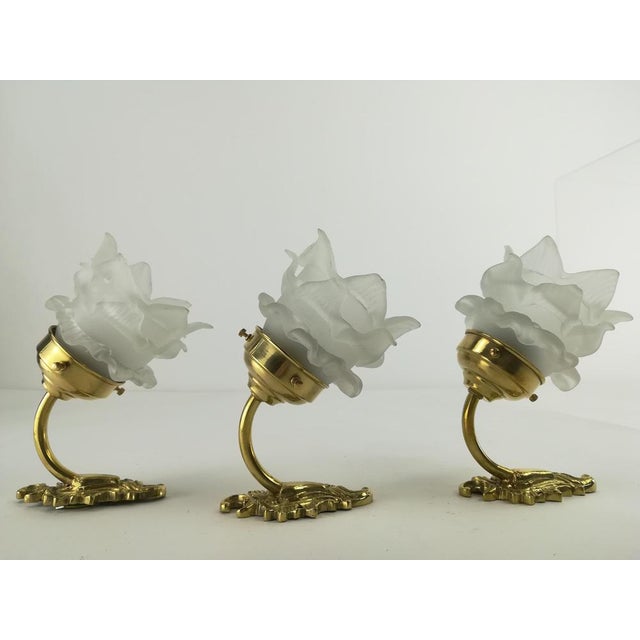 Gold Small French Wall Lamp with Glass Shade For Sale - Image 8 of 8